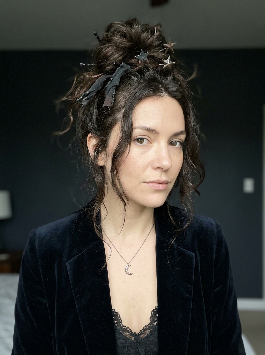 Messy Hexen-Dutt als Halloween Frisuren für Frauen Inspiration 2026